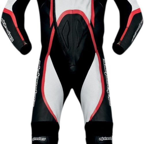 alpinestars orbiter one piece leather motorcycle race suit black white red 83527